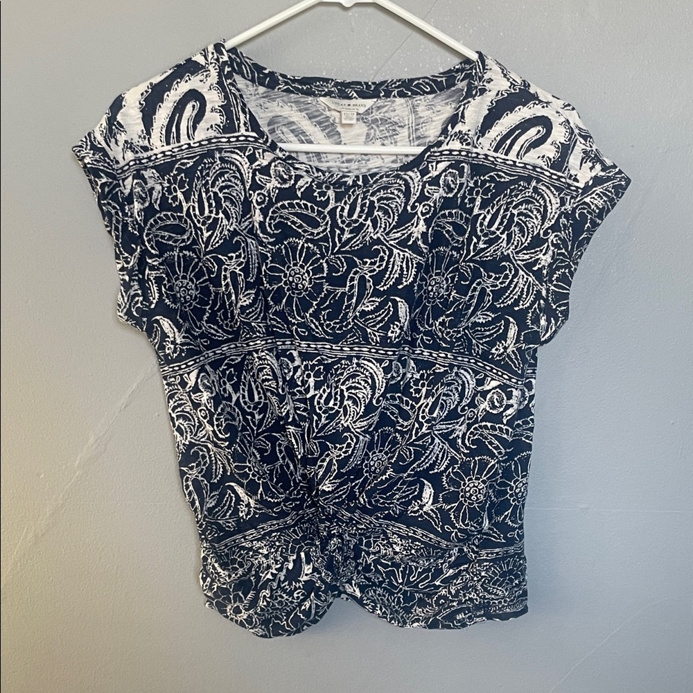 Lucky Brand XS twist front paisley slub t shirt boho girly normcore western
